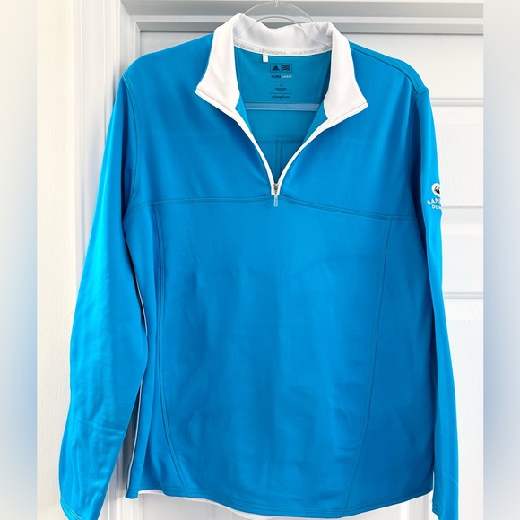 Adidas Women’s Climawarm Quarter Zip Long Sleeve Turquoise Blue Pullover Size‎ L - Picture 1 of 10